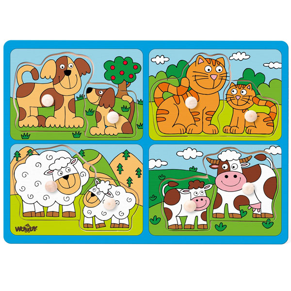 Drvene puzle Životinje I njihovi mladi Woody 91913 - ODDO igračke