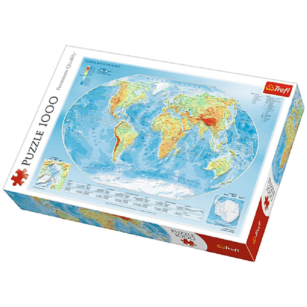 Trefl Puzzle Physical Map of the World 10463 - ODDO igračke