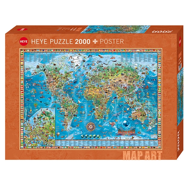 Heye puzzle 2000 pcs Map Art Amazing World 29846 - ODDO igračke