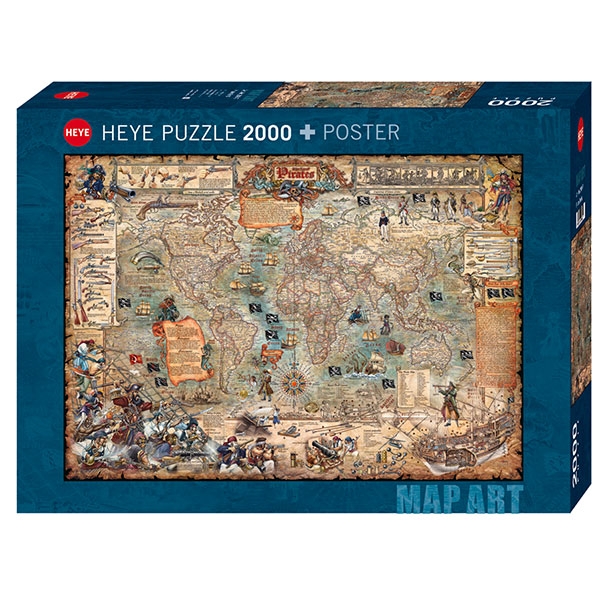 Heye puzzle 2000 pcs Map Art 	Rajko Zigic Pirate World 29847 - ODDO igračke