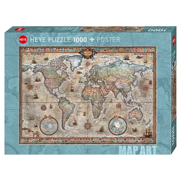 Heye puzzle 1000 pcs Map Art Retro World 29871 - ODDO igračke