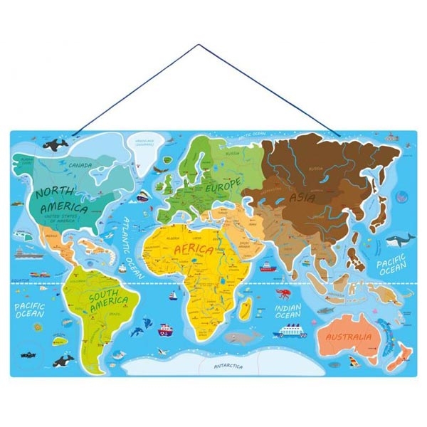 Woody Drvena Magnetna Mapa Sveta 91290 - ODDO igračke