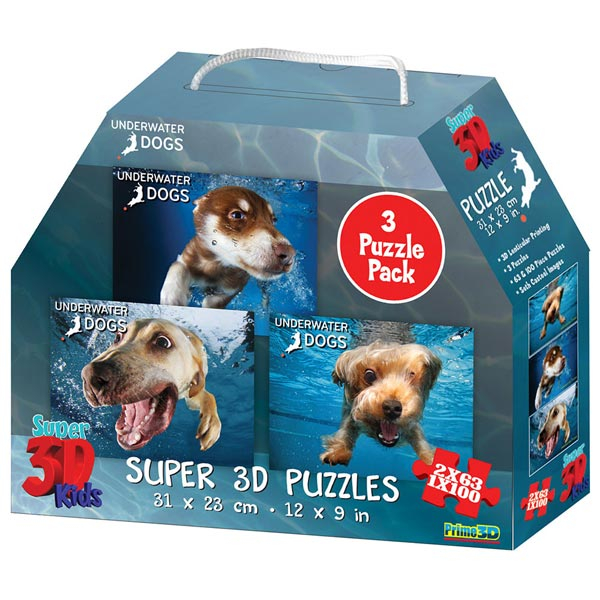 National Geographic - Underwater Dogs - 3-Pack Super 3D Puzzle Prime 3D 10210 - ODDO igračke
