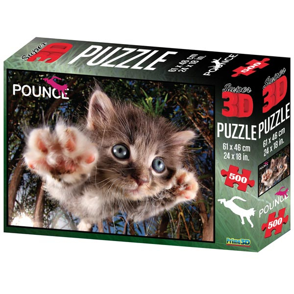 Prime 3D Super 3D puzzle Maca Pounce 500 delova 61X46cm 10085 - ODDO igračke