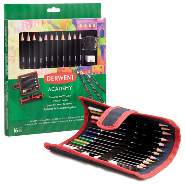 Set u platnenoj pernici Boje drvene 12boja+pribor Academy Derwent blister 2305681 - ODDO igračke