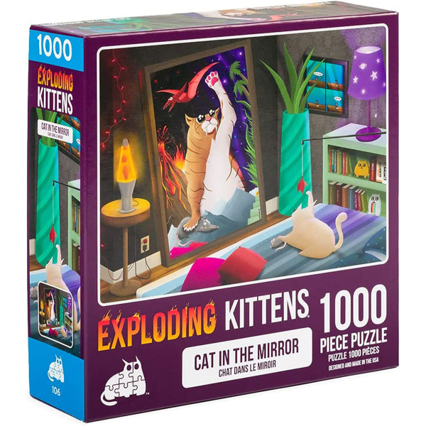Exploding Kittens 1000 Delova Puzzle Cat in The Mirror 40059 - ODDO igračke