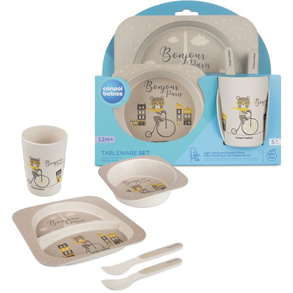 Canpol babies set za hranjenje 5 delova 9/227 - BONJOUR PARIS BEIGE - ODDO igračke