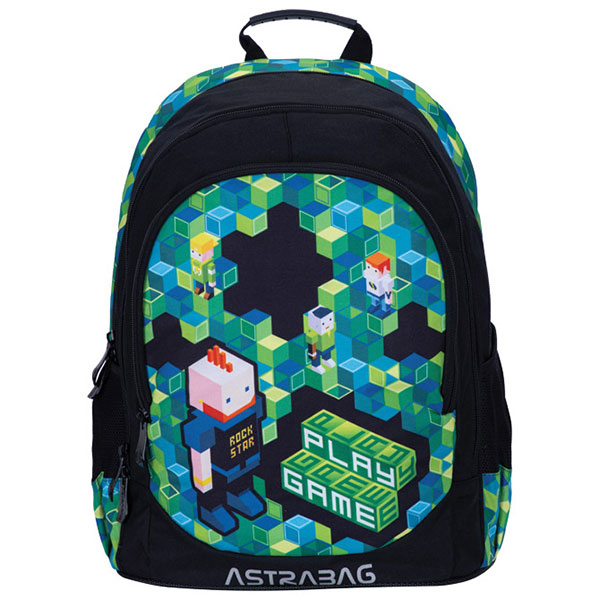 Ranac đački anatomski 3zipa 1džep AB340 Game 24.Astrabag crno-zeleni 502023063 - ODDO igračke