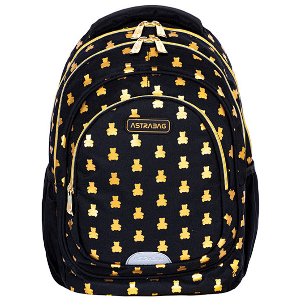 Ranac za školu anatomski 3zipa AB330 Golden Teddy 24.Astrabag 502024089 crno-zlatni - ODDO igračke
