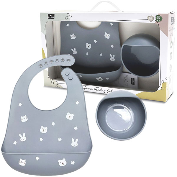 Silikonski set za hranjenje Lorelli Premium - 2 dela, Grey 10230710003 - ODDO igračke
