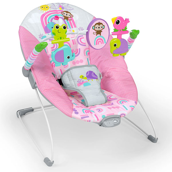Kids II ležaljka za bebe Bright Starts Pink Paradise Vibrating Baby Bouncer SKU16732 - ODDO igračke