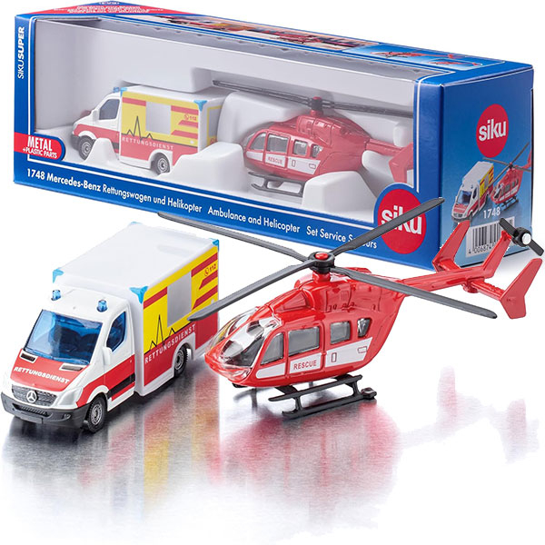 Siku Rescue Set, Rescue Helicopter and Ambulance Mercedes Benz 1748 - ODDO igračke